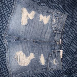 Blue denim mom shorts